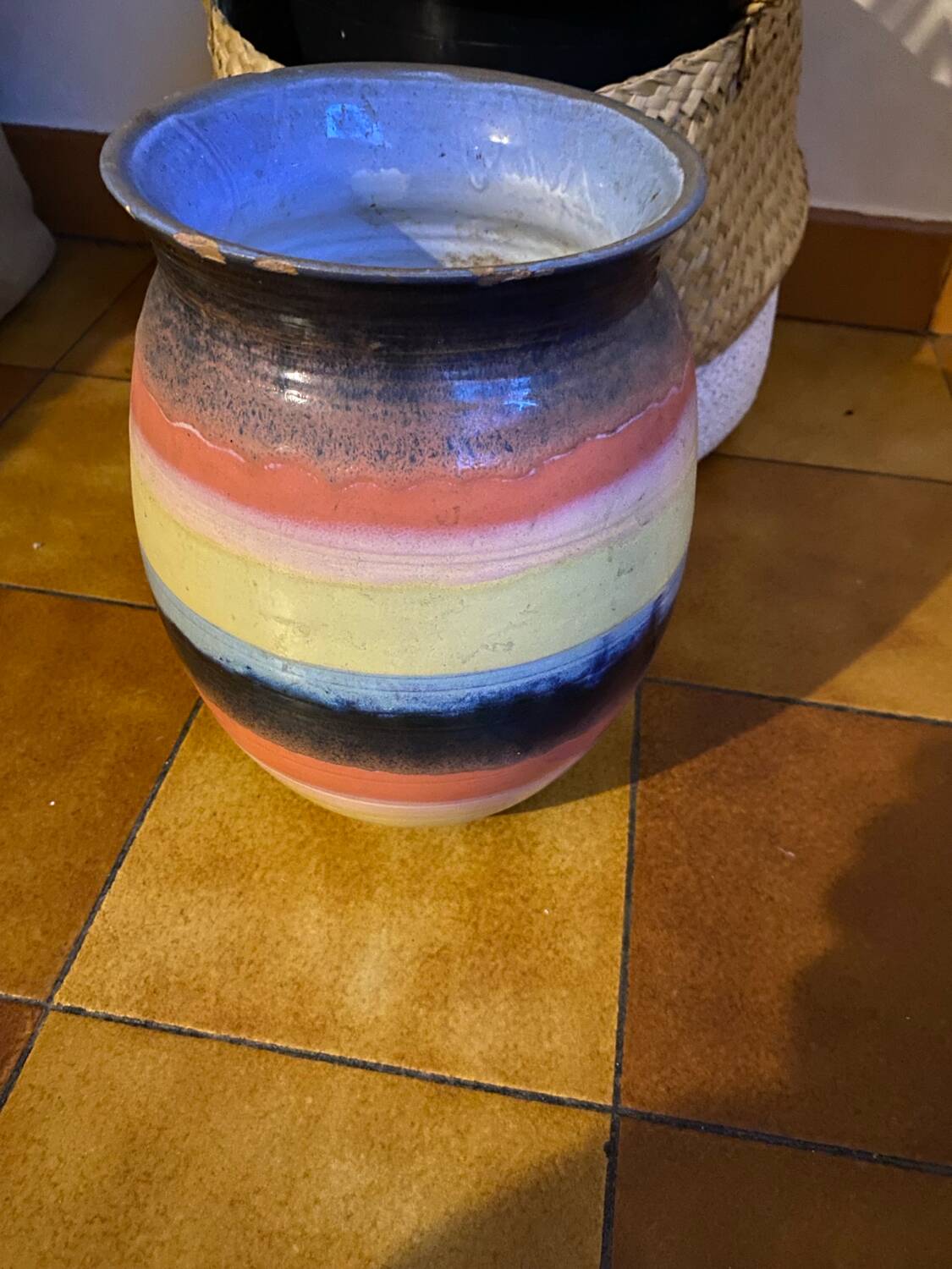 Hand-turned glazed terracotta vase