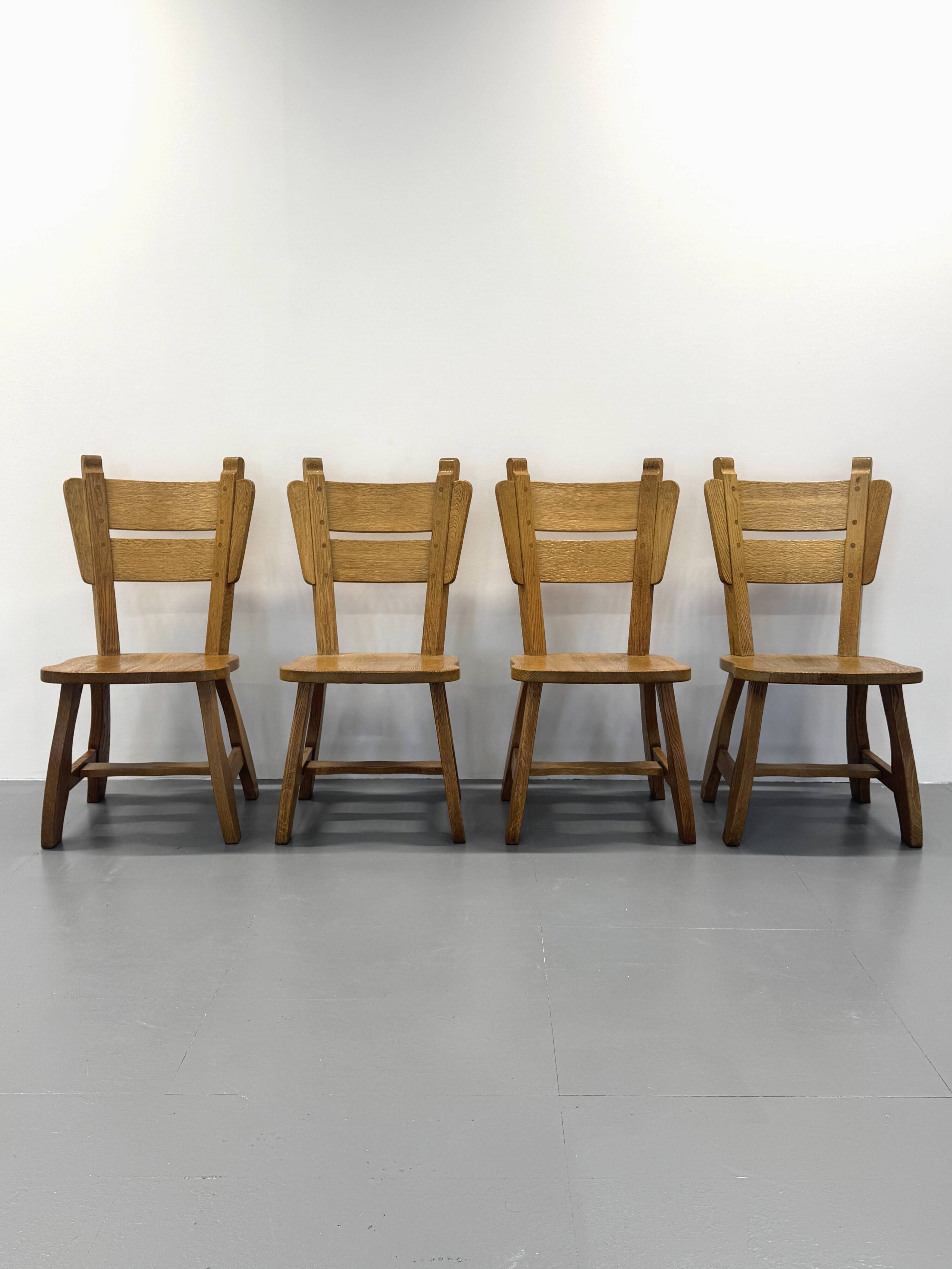4 Vintage Brutalist Wooden Chairs