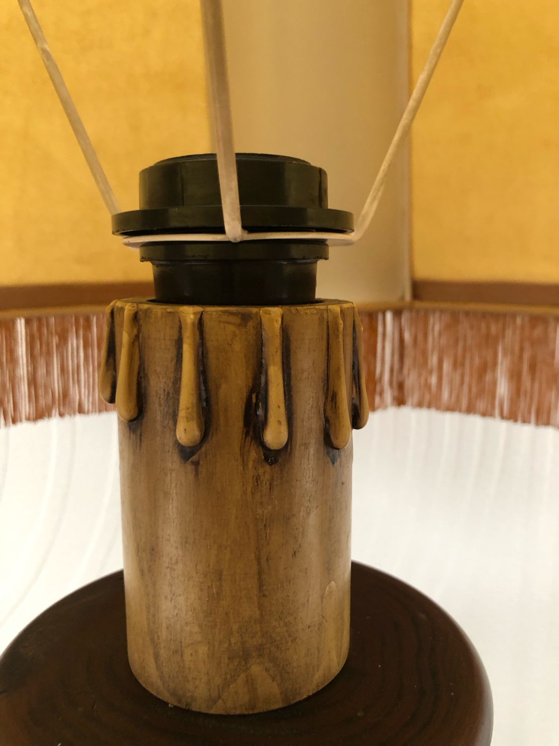 Wooden table lamp turned vintage