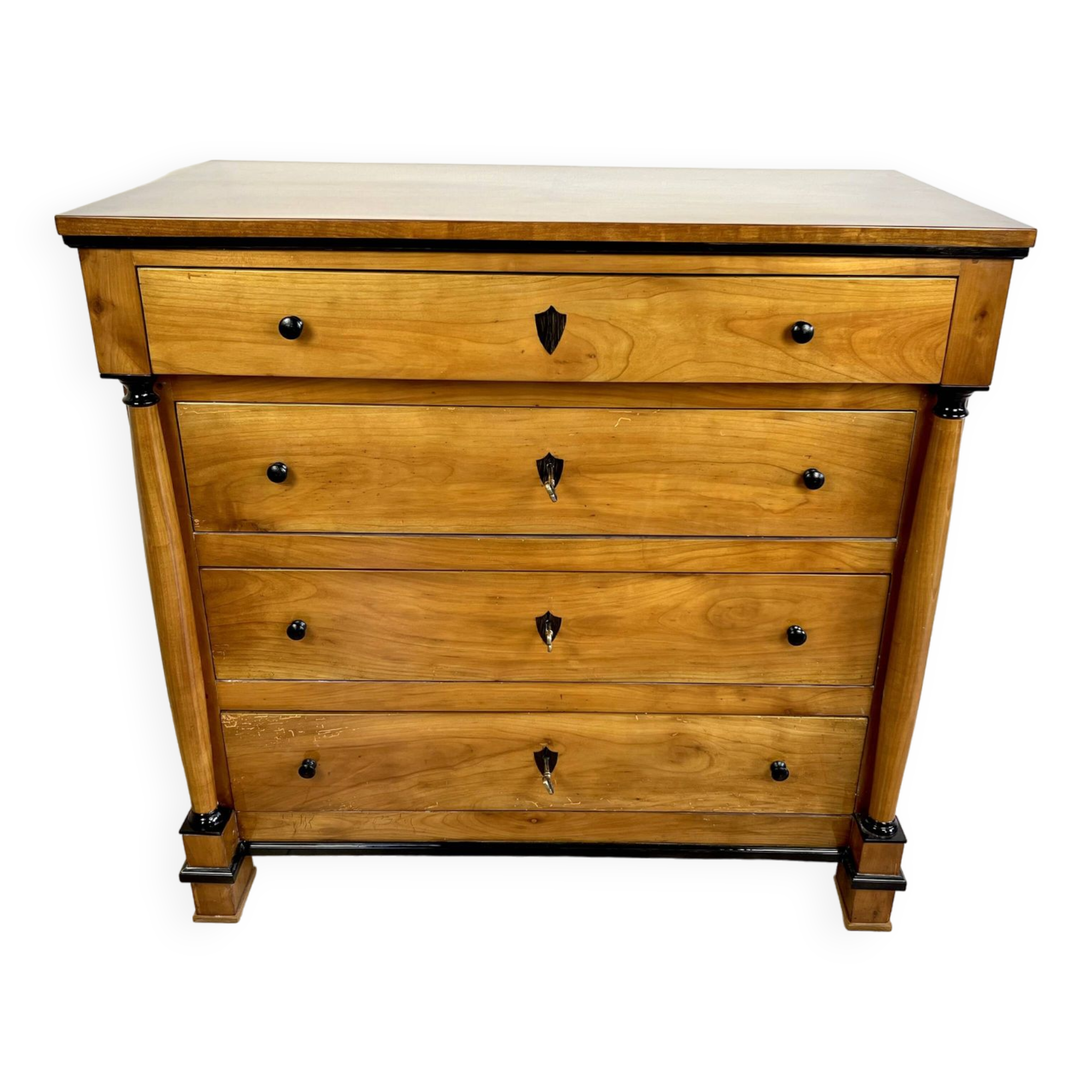 Original Biedermeier chest of drawers after renovation - 19th century - cherry, glossy finish.
