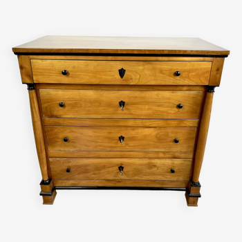 Original Biedermeier chest of drawers after renovation - 19th century - cherry, glossy finish.