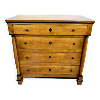 Original Biedermeier chest of drawers after renovation - 19th century - cherry, glossy finish.