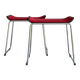 Pair of minimalist stools in red fabric with chrome legs
