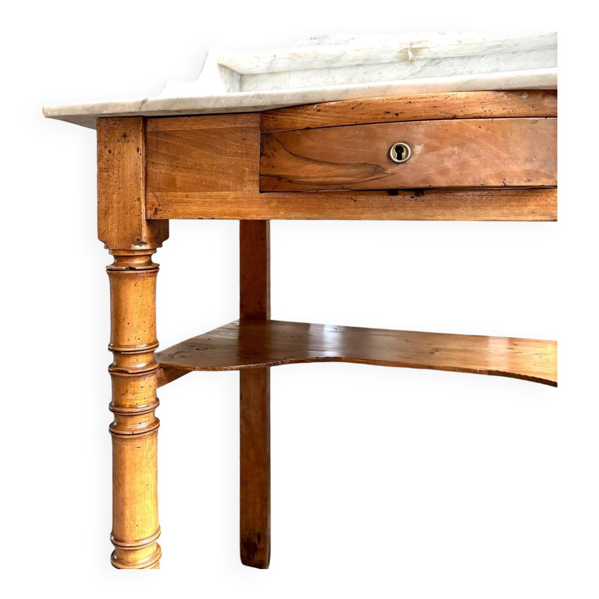 Dressing table, bathroom cabinet in wood and marble 80 x 48 cm