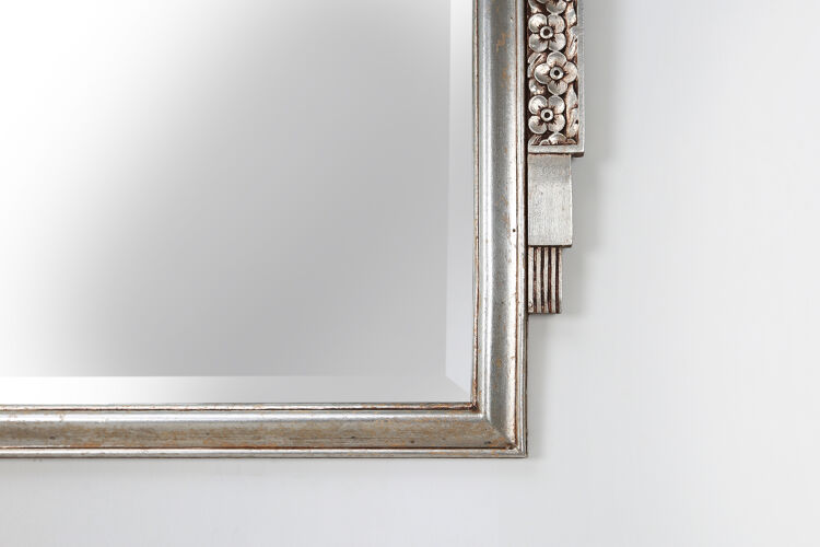Art Deco silver painted mirror Ca.1930