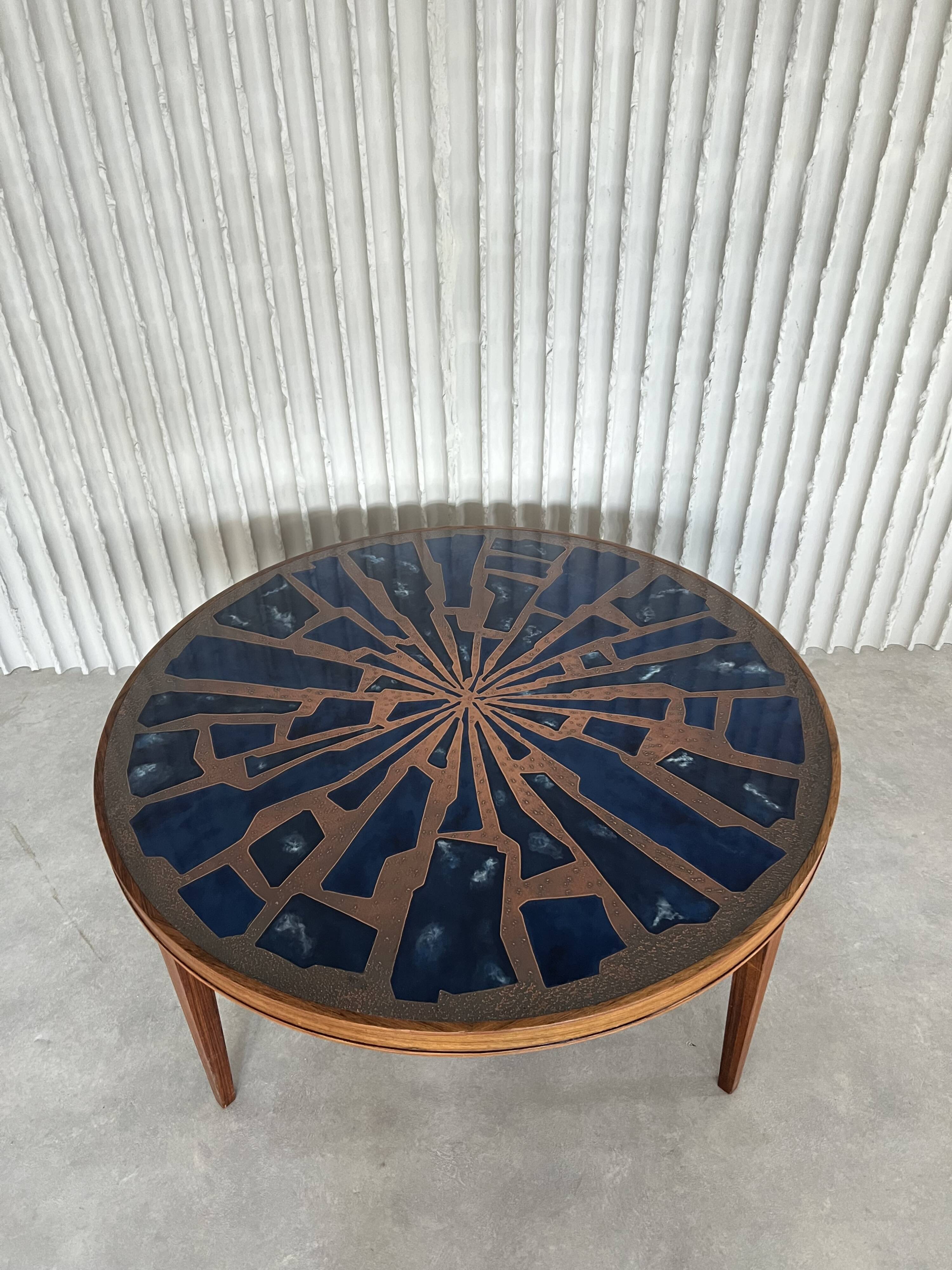 Rare enamel & copper coffee table