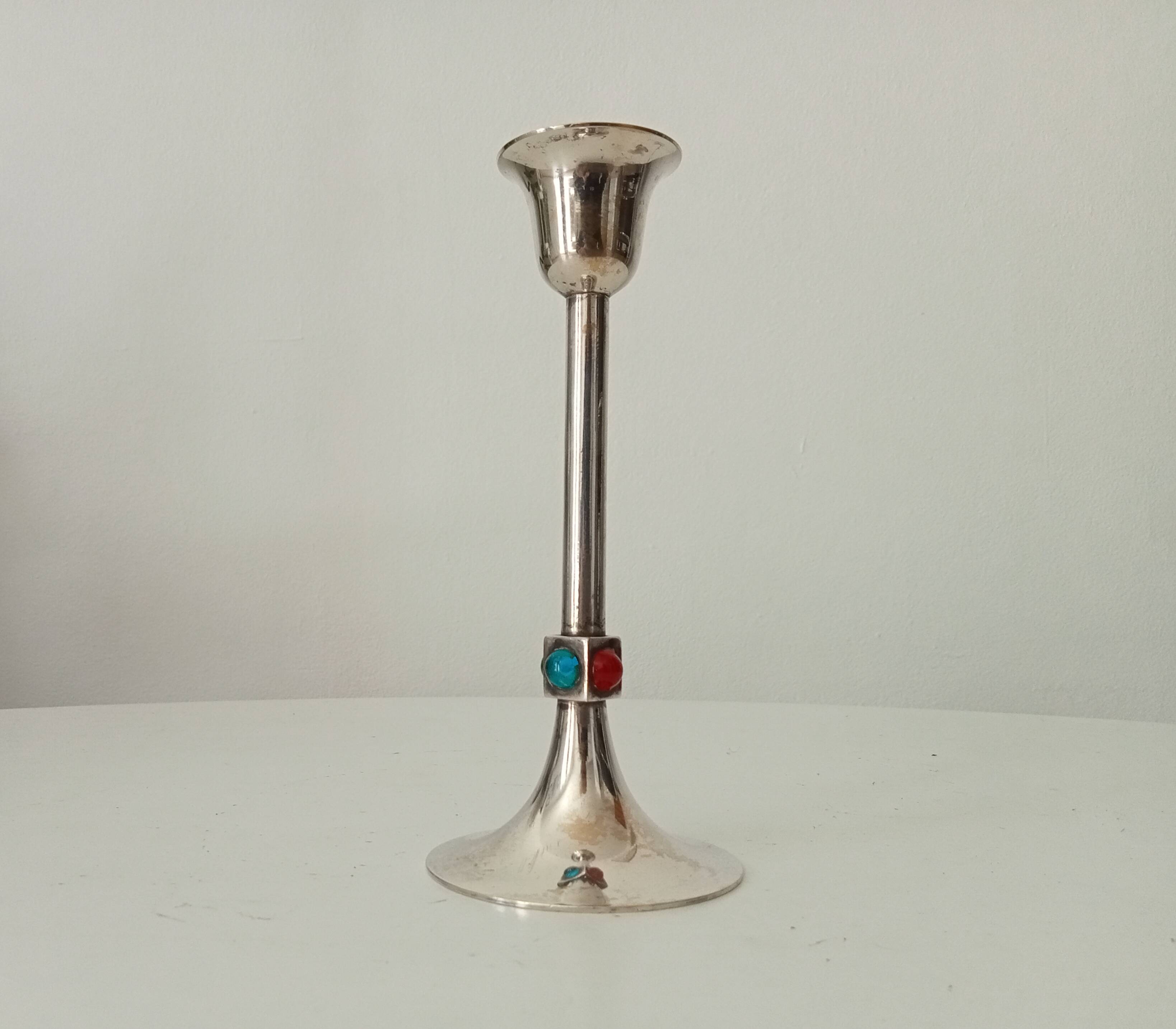 Vintage silver metal candle holder