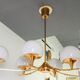 Large space-age chandelier with 6 lights - brass and opaline - design 1970