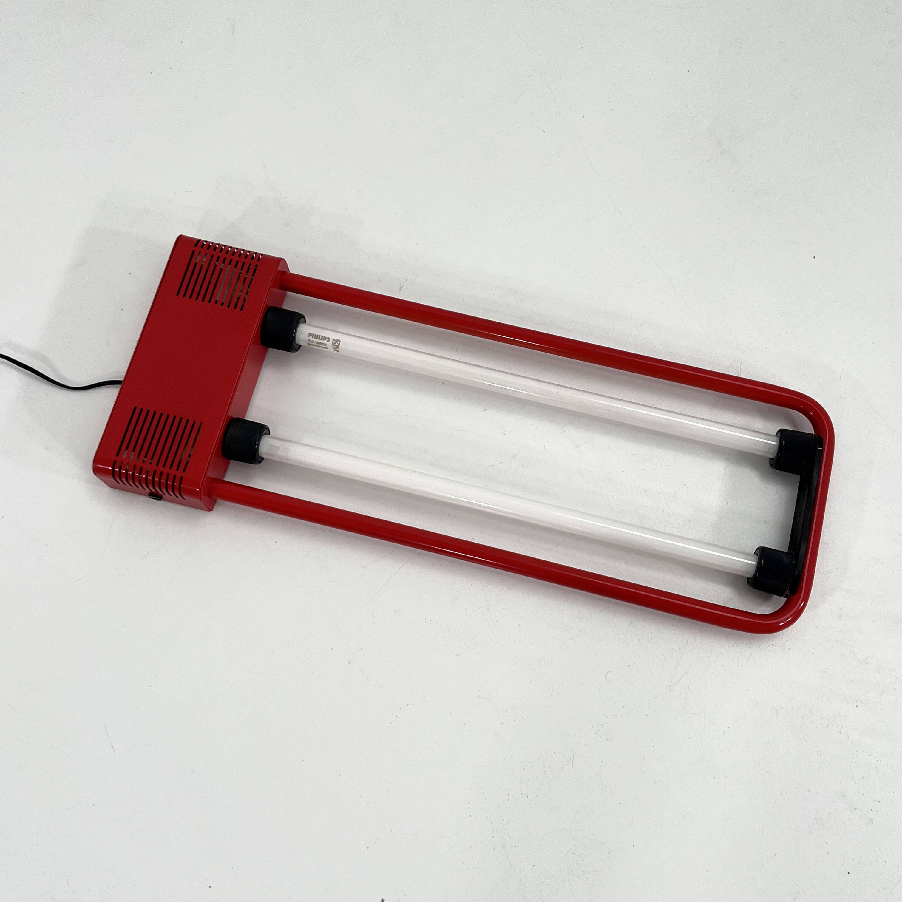 Lampe néon rouge par Gian N. Gigante pour Zerbetto, 1980