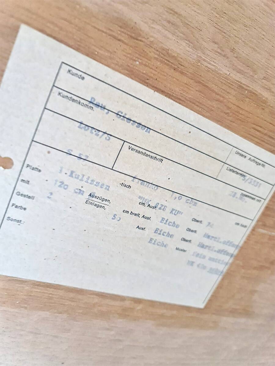 Midcentury 'T-shape' black oak extendable dining set vintage