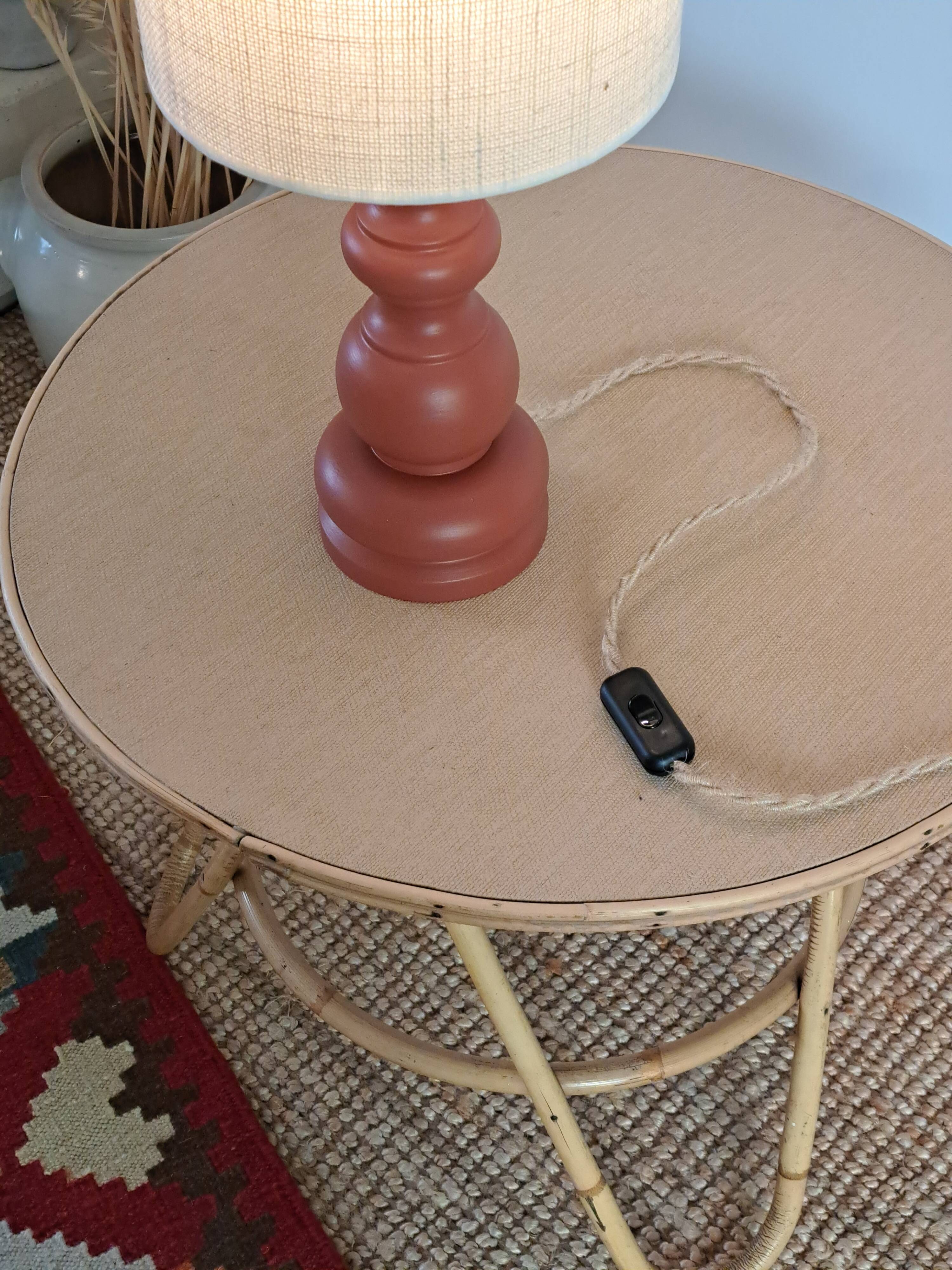 Vintage terracotta wooden lamp