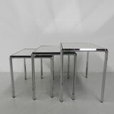 3 nesting tables with mirror glass