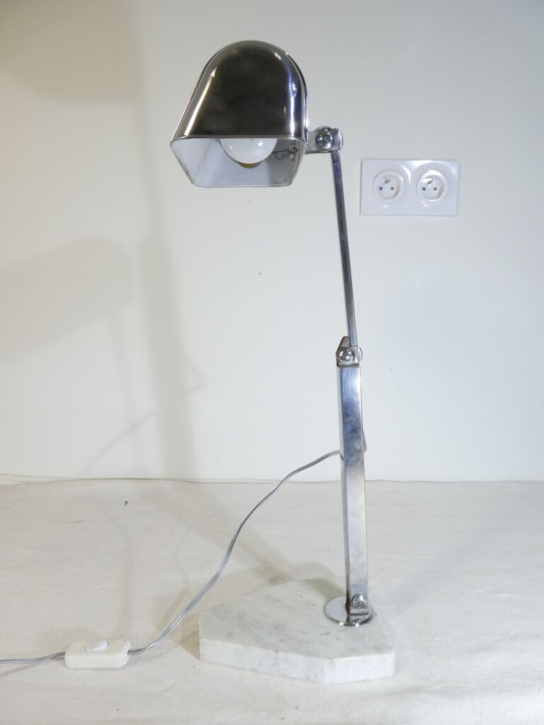 Art deco office lamp in chrome metal