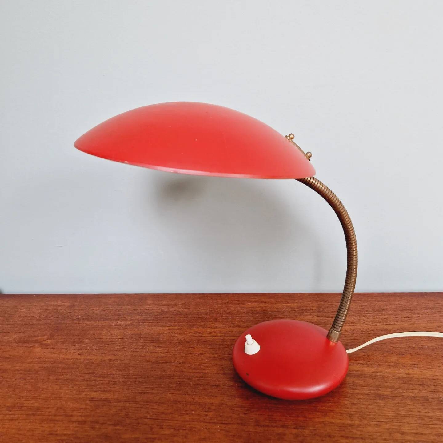 Articulated lamp in red lacquered metal, 1960s