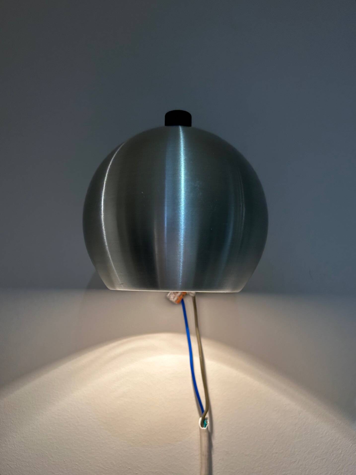 round brushed metal wall light 1970