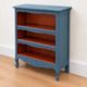 Renovated antique bookcase – Bleu des Vosges library, Libéron and natural wood – H100 cm