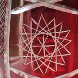 Large vase in hand-cut Bohemian crystal. Deep ruby red. Roemer style. Dim 29 x 14.5 cm