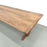 Large refectory table in solid pine and beech, with an X-shaped base.