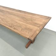 Refectory table in solid pine and beech, with X-shaped legs.