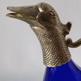 Vintage glass and silver-plated zoomorphic carafe