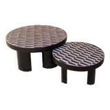 Set of two round and modern Zellige coffee tables