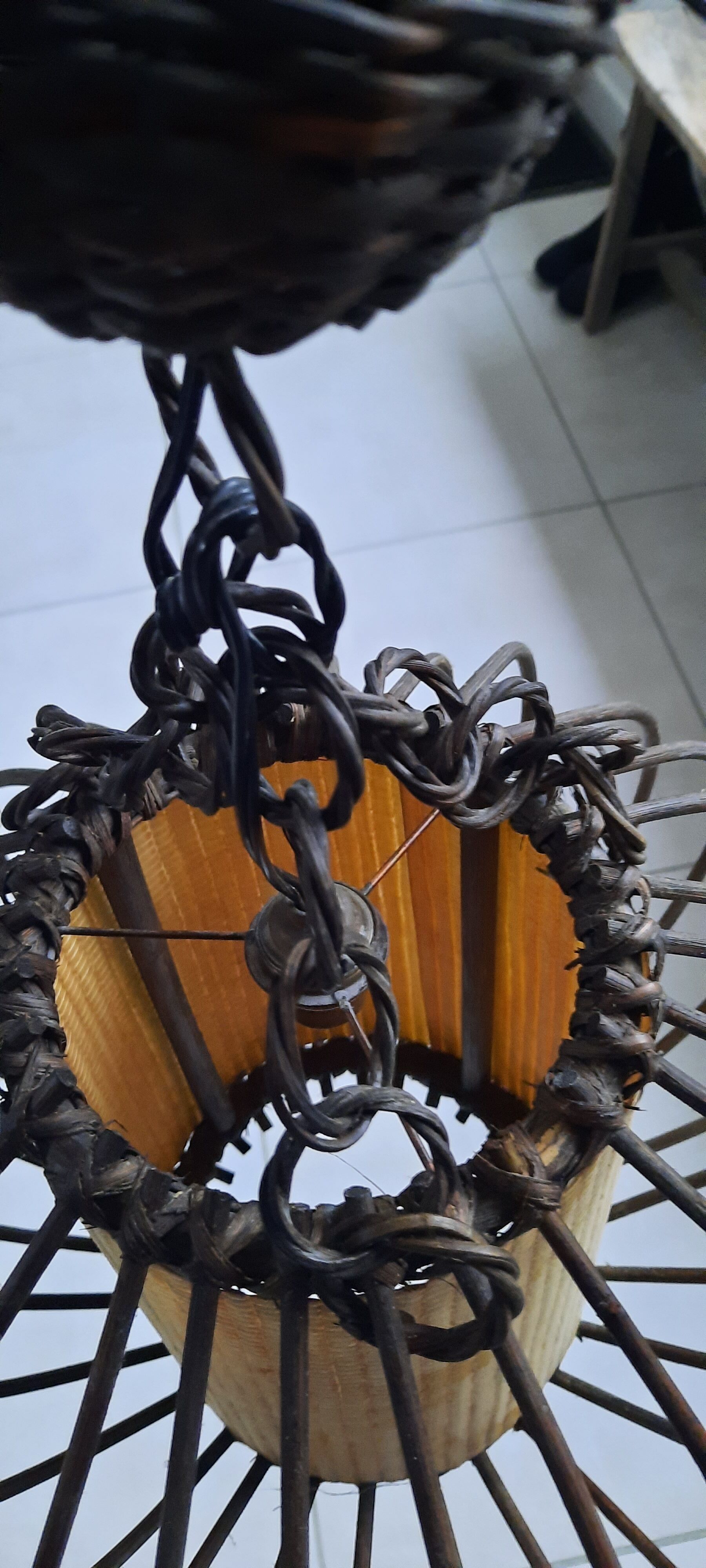 Vintage wicker pendant lamp