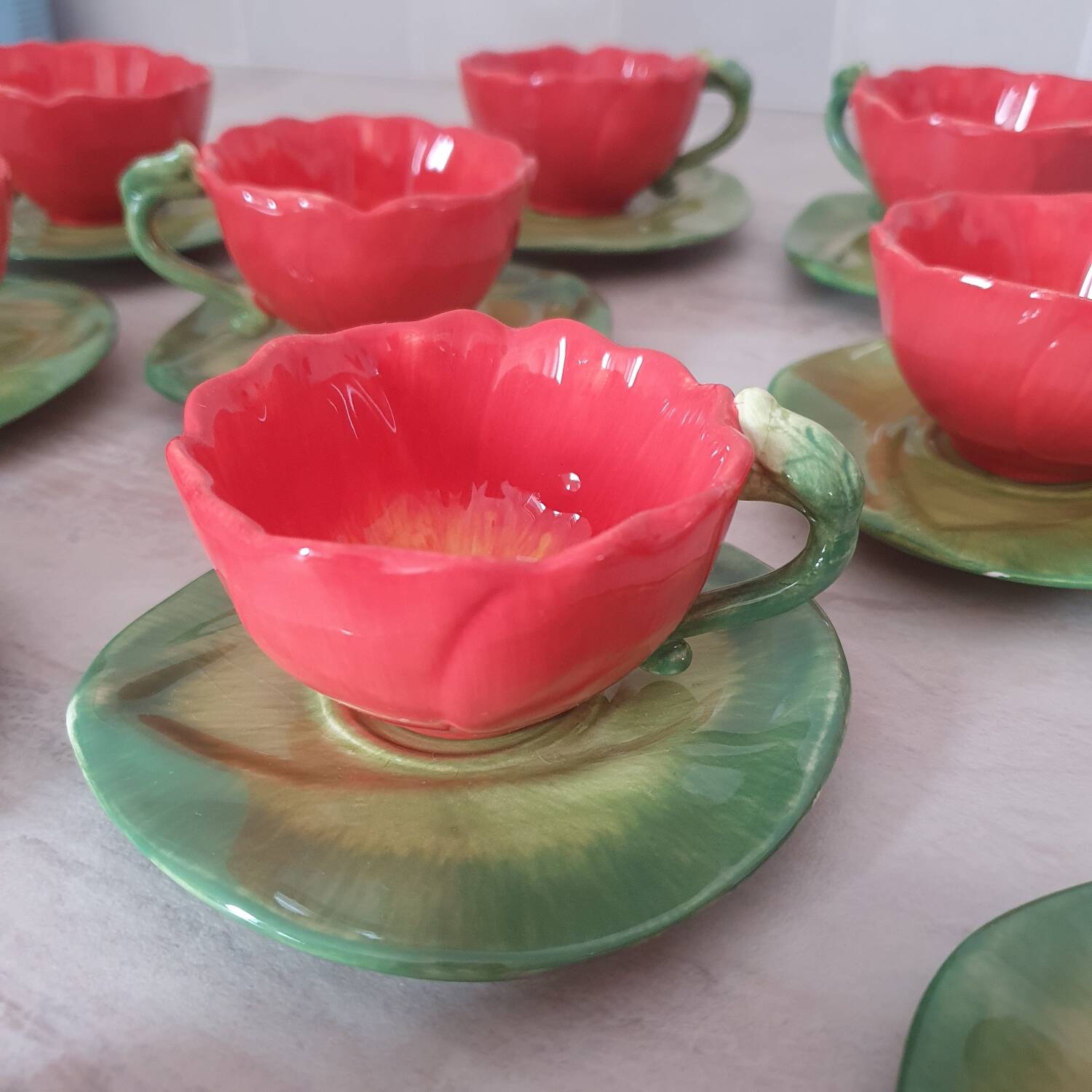 Barbotine flower coffee and tea service