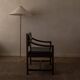 Vintage wooden armchair in black leatherette, Scandinavian style