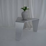 Sculptural Brushed Aluminum Side Table, Minimalist Contemporary Design