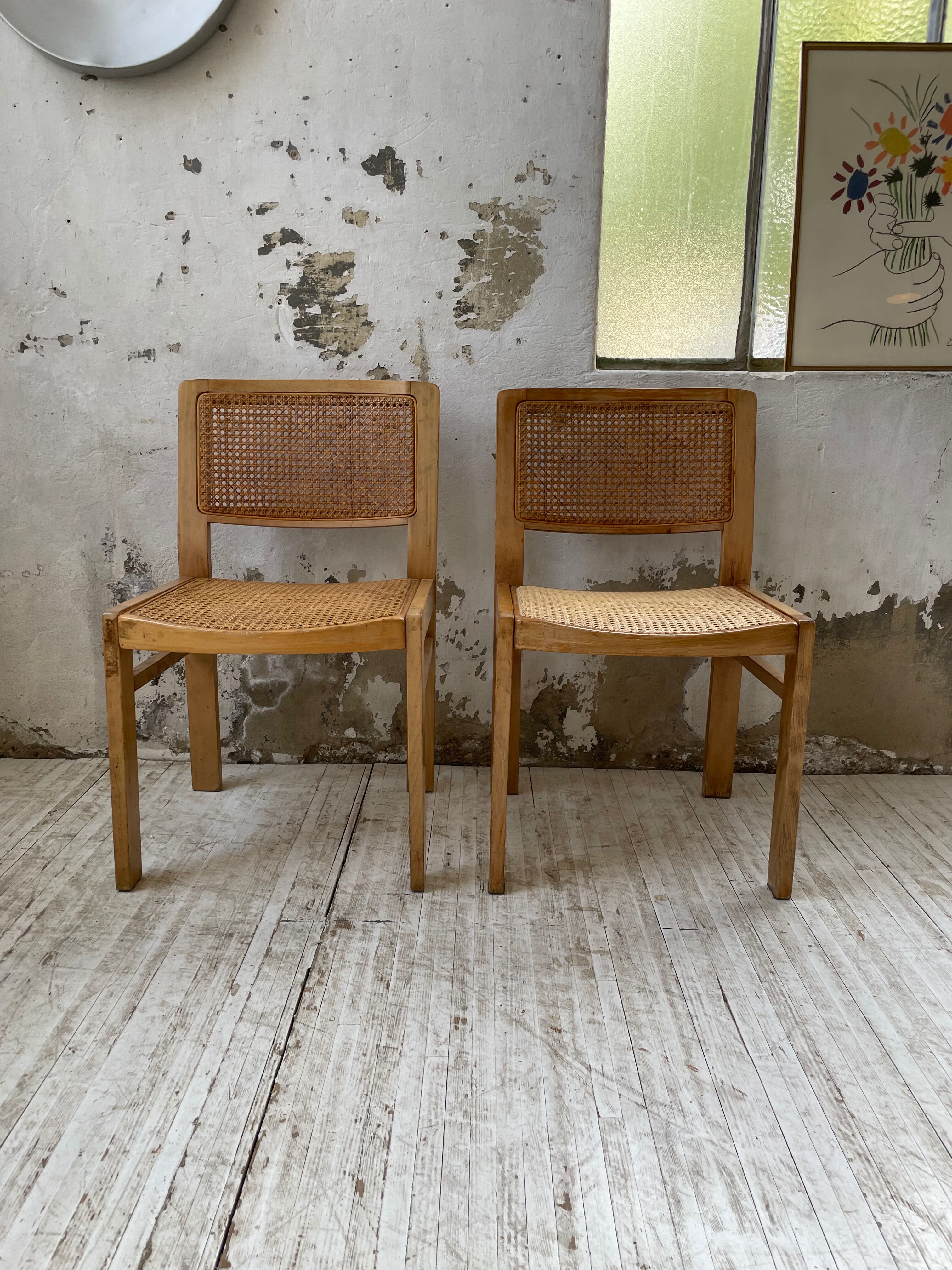 Pair of Baumann chairs beech and cannage