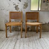 Pair of Baumann chairs beech and cannage