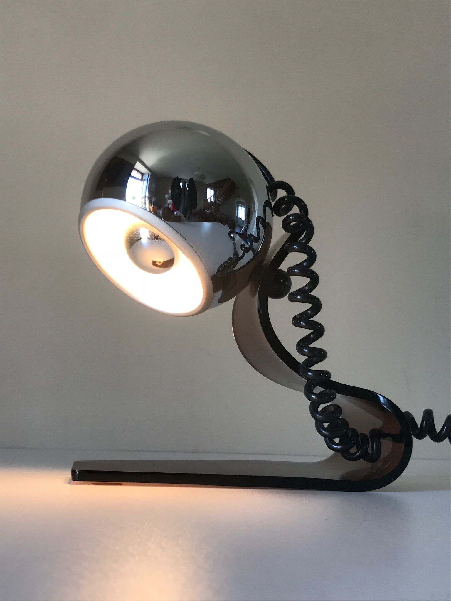 Lampe De Bureau Vintage Raak Années 70 - Chrome Et Plexiglas Ambre