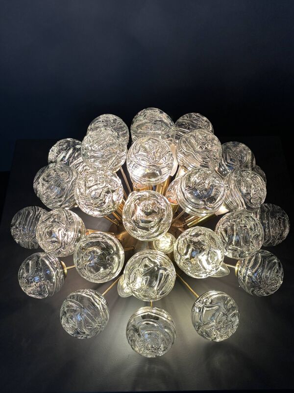 Plafonnier ou applique murale en laiton style Sputnik Snowball, par Doria Leuchten, années 1970