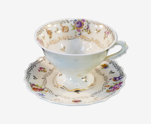 Dejeuner tasse et sous-tasse en porcelaine de LIMOGES JAMMET SEIGNOLLES