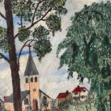 Countryside scene with horses, signed