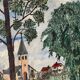 Countryside scene with horses, signed