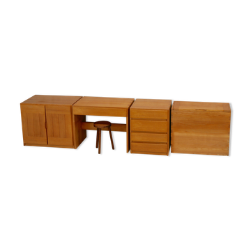 Maison Regain: modular office set. Pine. France, circa 1975