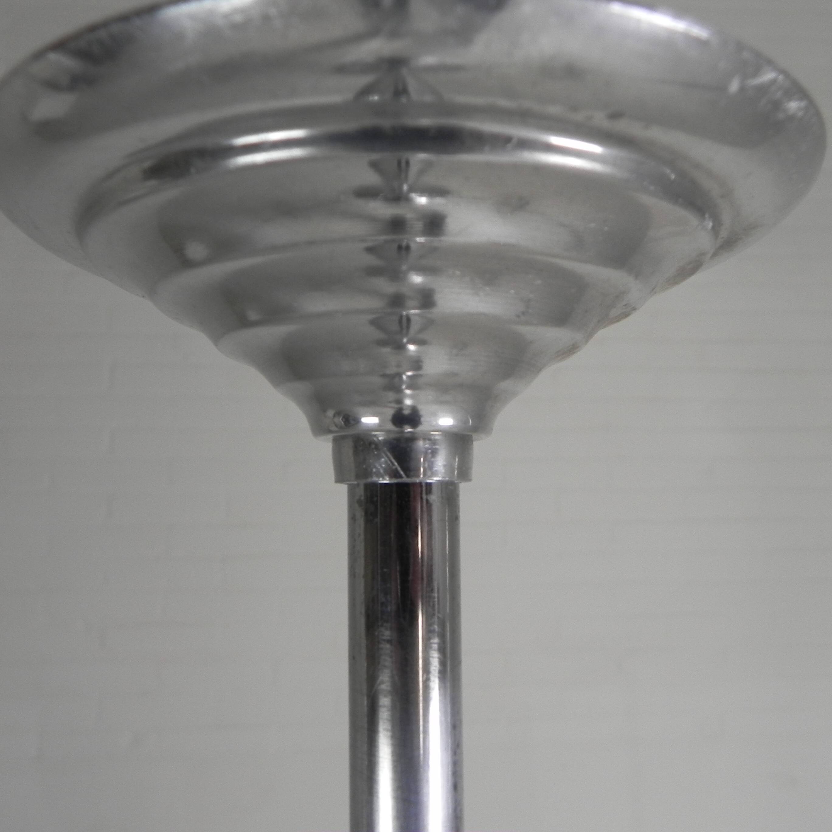 Art Deco pendant light with engraved glass globe and birds, 1930s