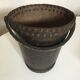 Brutalist studded leather wastepaper basket bucket 1920