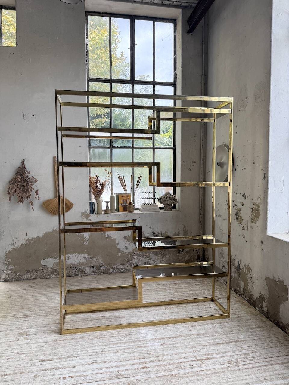 Brass shelf 1970 Belgo Chrom regency