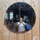 Round Art Deco mirror – Bevelled glass & chrome clips – 1930s