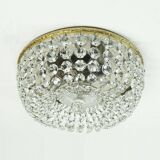 Crystal glass ceiling light plafoniere brass metal 60s hollywood regency style