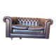 Vintage chocolate brown leather Chesterfield armchair/sofa