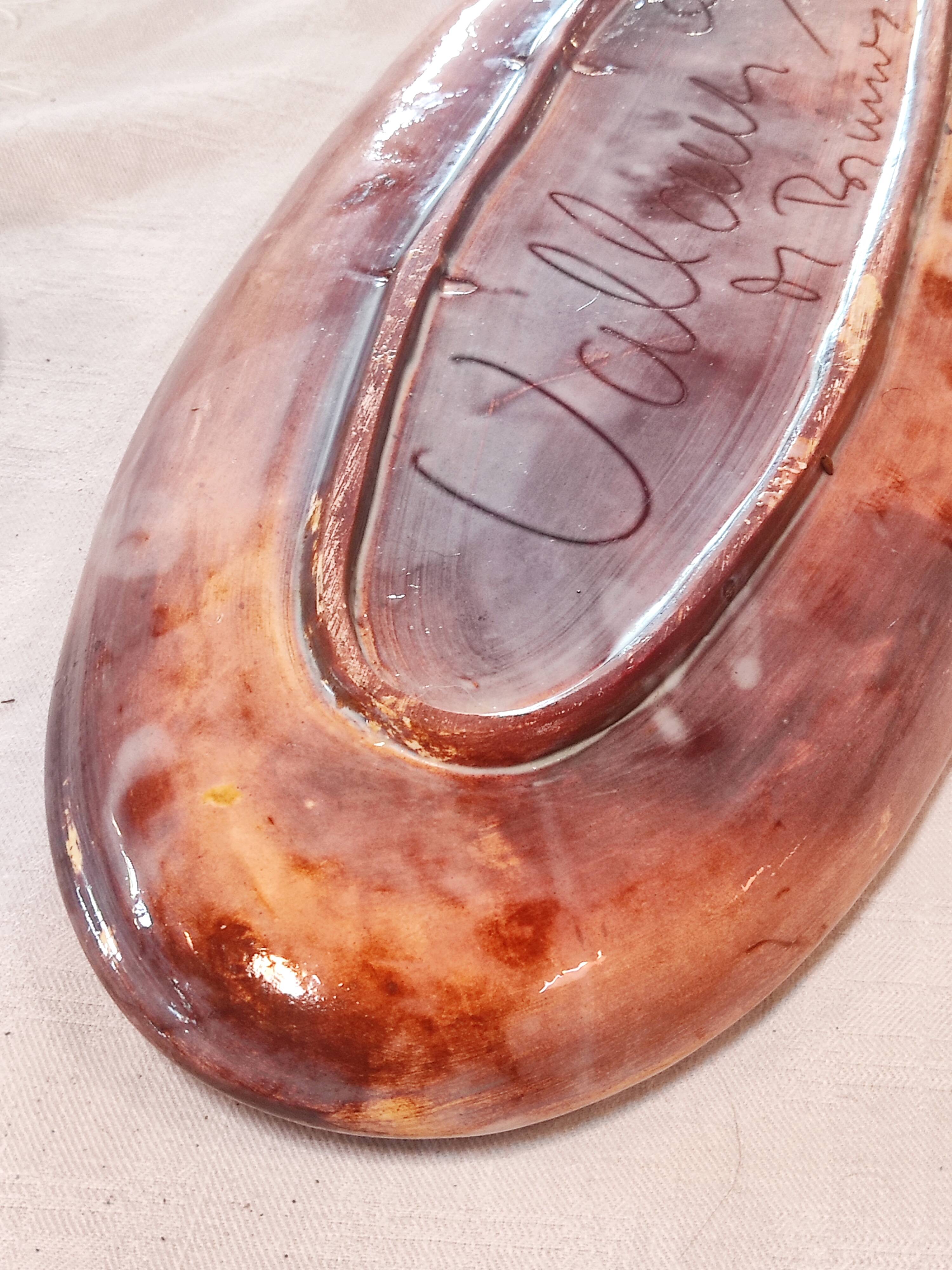 Vallauris earthenware plate signed by Kurt and Monique Brunner - lobster