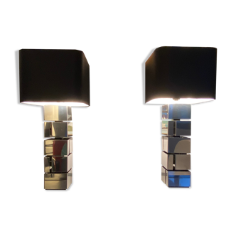 Pair of "Building" lamps by Curtis Jeré. 1970
