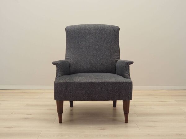 Fauteuil gris, design italien, années 70, fabrication : Italie