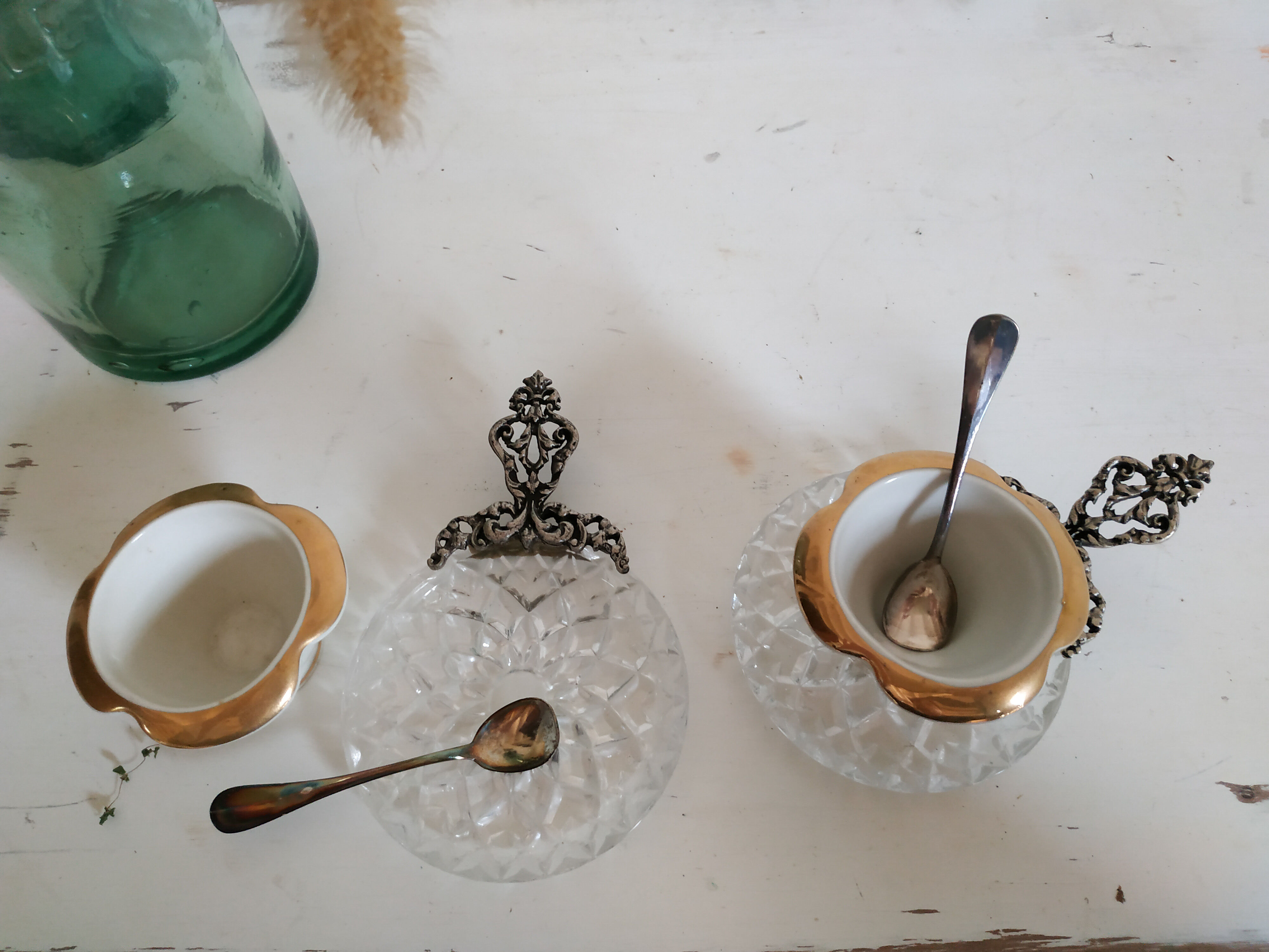 Silver and porcelain cockroaches