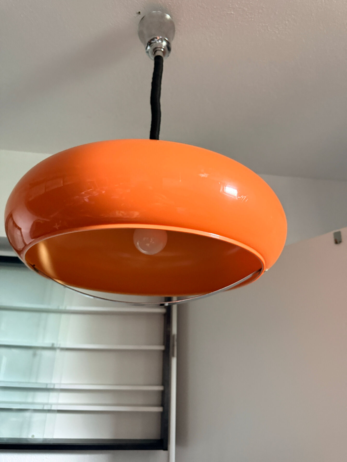 Suspension Space Age orange attribuée à Dijkstra Lampen