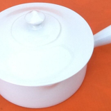 Covered Pan Real Porcelain of Great Fire Button Plug / Straight Handle