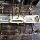Rectangular Art Deco Chandelier 6 Golden Brass Lights